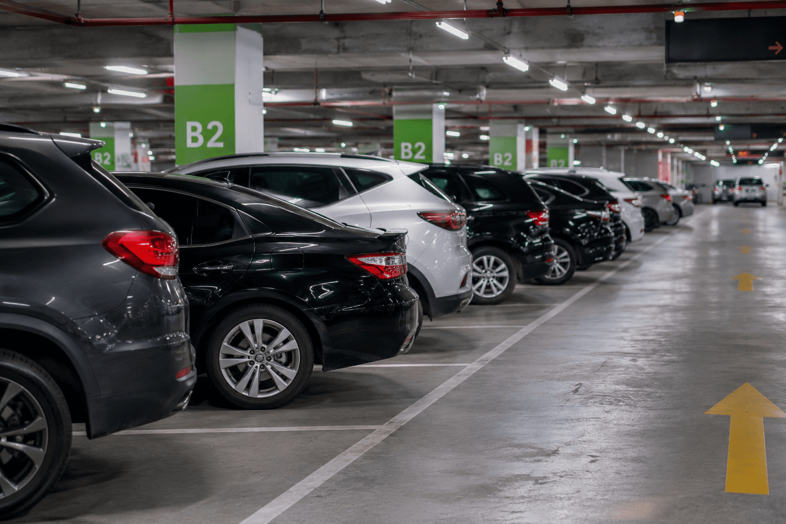 Coches de lujo aparcados en un garaje de flota premium